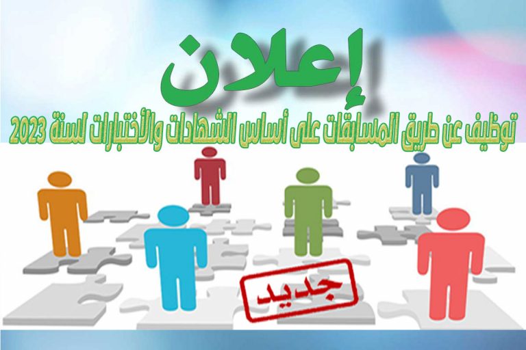 توظيف عن طريق المسابقات على أساس الشهادات والأختبارات لسنة 2023